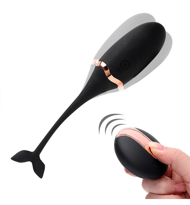 Remote Control Vibrating Egg Small Whale Silicone Prostate Massager, Black, 155mm — detail image 7