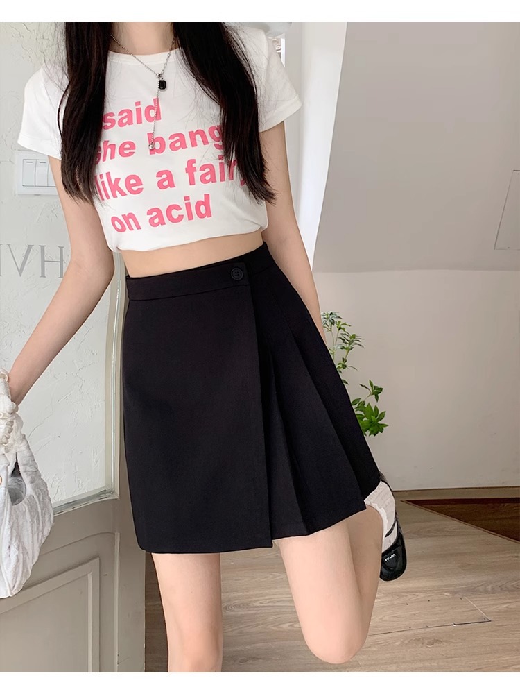 Chân váy bút chì nữ cạp cao dáng bất đối xứng ôm hông tôn dáng — đen chi tiết 20