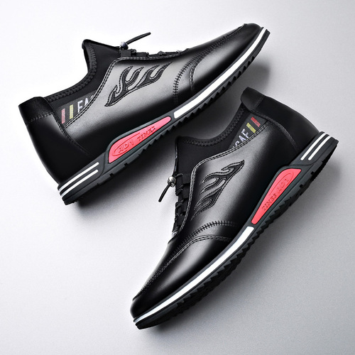 2024 Autumn New Youth Casual Leather Shoes for Men New Style with 6cm Height Increase Fashion Casual Shoes Slip-on Loafers