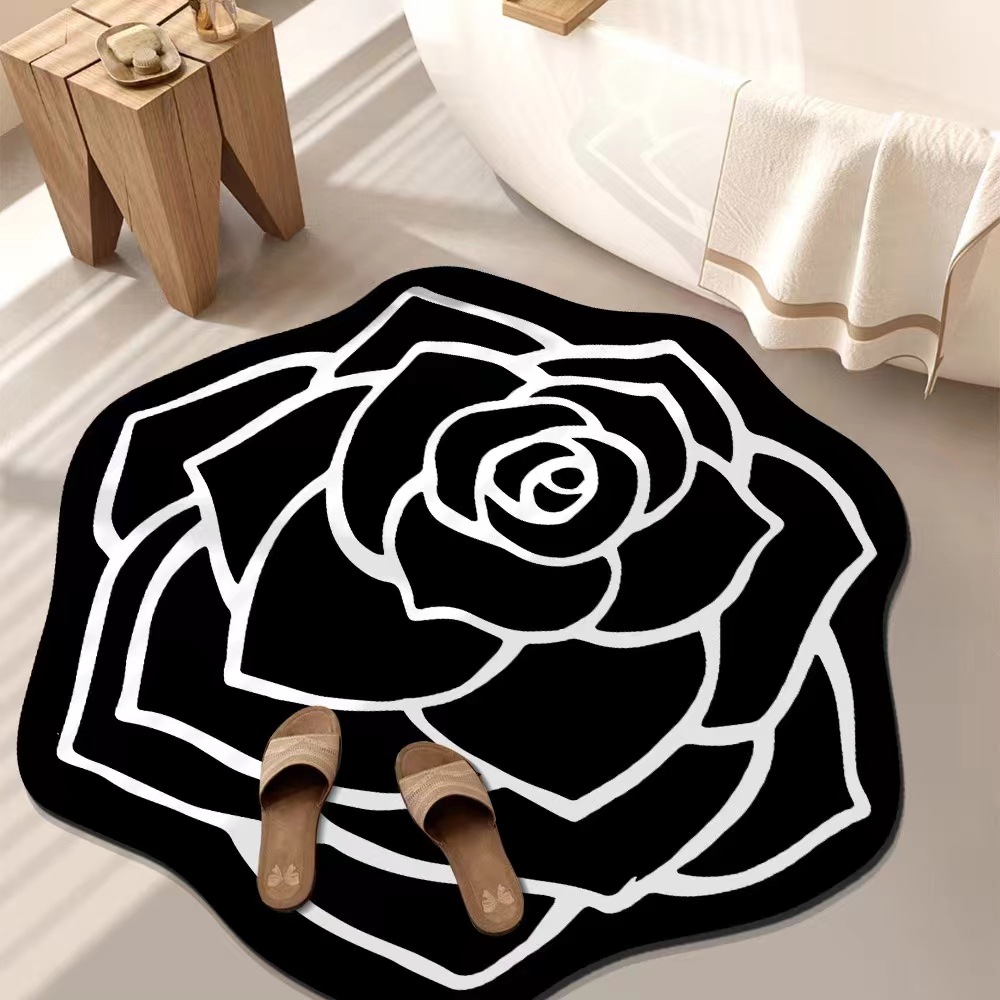 Luxury Camellia Carpet Irregular Shape Water Absorbing Non Slip Floor Mat Living Room High End Bedroom Bedside Carpet_voghion.com