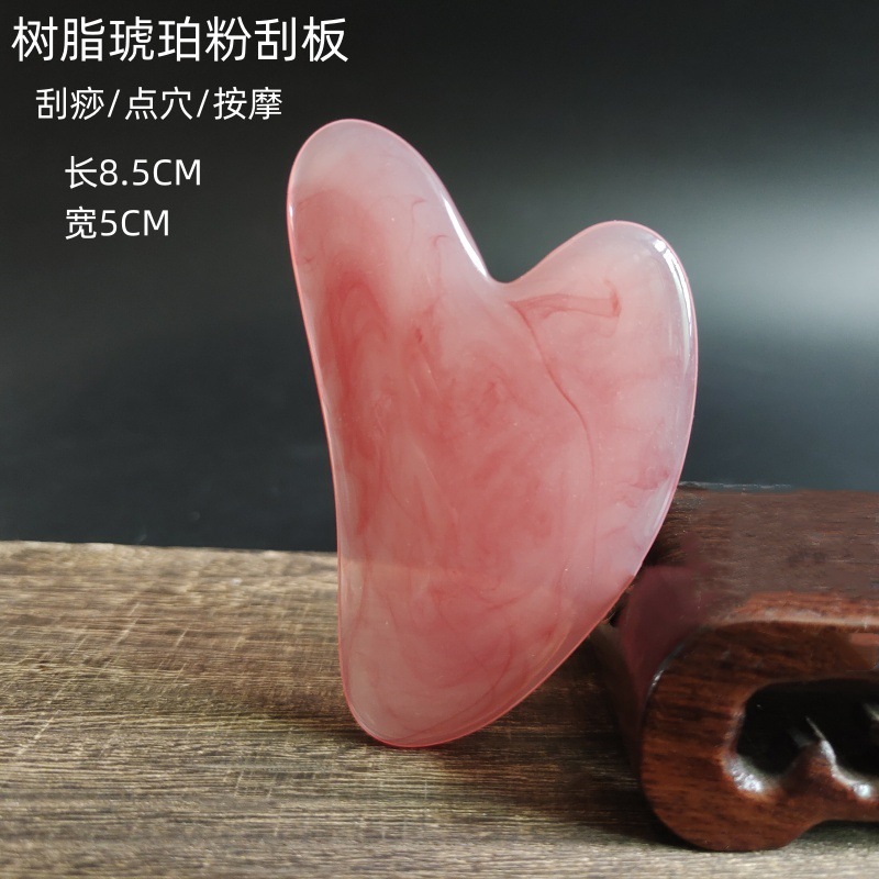 Reçine balmumu kalp şeklinde gua sha güzellik salonu yüz gua sha tabakası, meridyenler için tüm vücut gua sha tahtası.