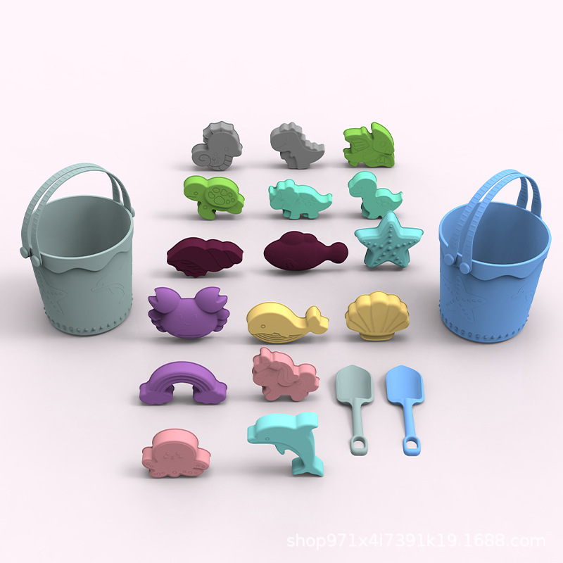 Amazon venta en caliente junto al mar padres-hijos interactivos de grado alimenticio silicona excavación de arena modelo de arena portátil para niños barril de arena en stock