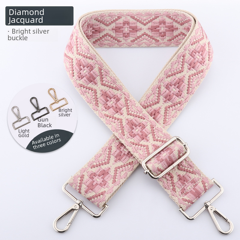 New Diamond Jacquard Bag Shoulder Strap Free Shipping Crossbody Adjustable Shoulder Strap Cross-Border 5cm Wide Shoulder Strap Bag Strap