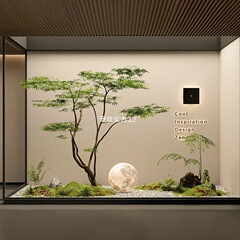 緑の植物チキンクロークエナシ偽カエデの風景造園ウィンドウショッピングモールティールームウィンドウ植物装飾装飾品