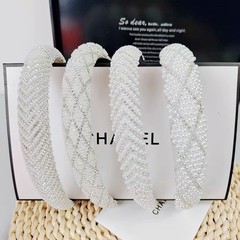 法式復古珍珠水鑽發箍高顱頂名暖時尚百搭高級感壓發發捆髮飾