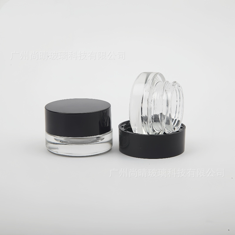 Capacidad de suministro de material blanco fino 3g5g de vidrio transparente, botella de crema de ojos gruesa, botella de crema facial