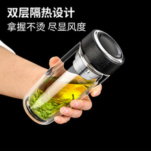 鹅蛋杯双层高硼硅玻璃水杯防漏自带茶漏广告杯商务水杯加厚