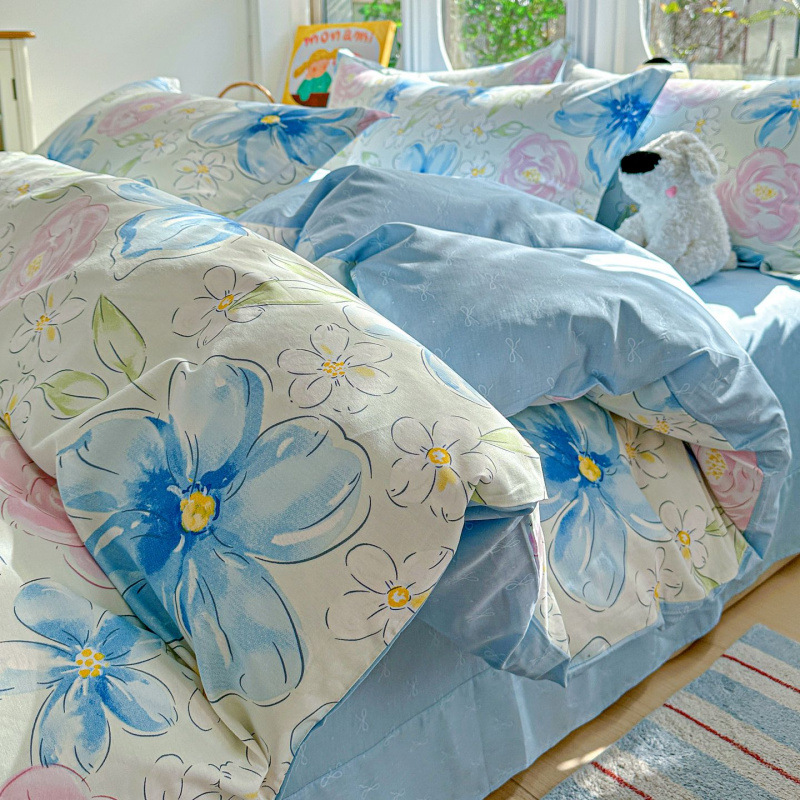 ins caricatura para niños algodón cama de cuatro piezas set 100 sábanas de flor de algodón sábanas