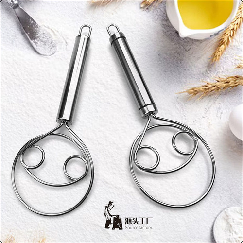 Stainless steel flour mixer, double coil egg beater, manual dough mixer, baking tool