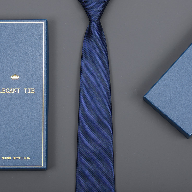 8cm 네이비 블루 작은 격자 지퍼 [긴 선물 상자]