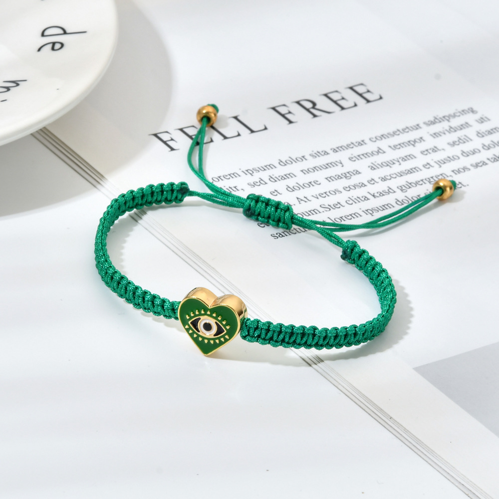 Enamel, Plating Design Ethnic Style Devil's Eye Heart Shape Alloy Enamel Plating Women's Bracelets