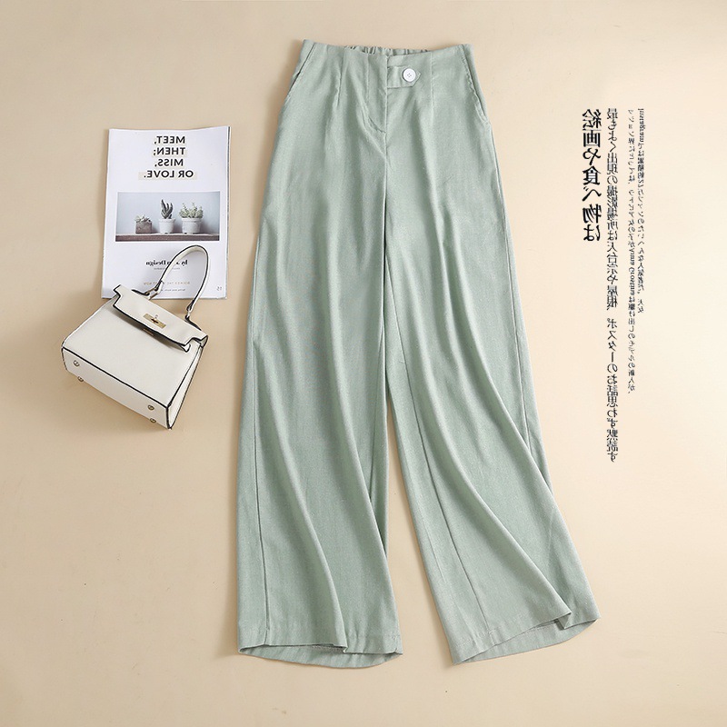 Summer solid fitted trousers