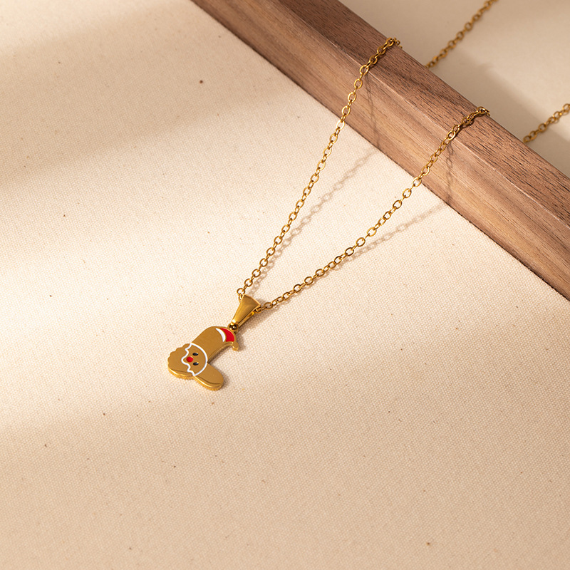 7g Weight 0.03µm Gold Plating Thickness Electroplated Gold Plating Process Golden Plated Plating Material 201 Stainless Steel Pendant Material Pendant Necklace Classification 201 Stainless Steel Chain Material cable chain Chain Type 1 Piece Quantity Holiday, Daily Occasion 201 Stainless Steel Material Santa Claus, Number Pattern Women's Gender Cute Style Plating Craft Fashionable Stainless Steel Christmas Necklace For Women 26 Small Letter Pendants Versatile Minimalist Choker Trendy Accessory 16