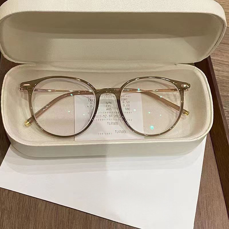 Xiaohongshu's Same Ultra-Light K-Style Without Makeup Can Be Equipped with Prescription Glasses Frames for Women, Anti-Blue Light Optical Oval Glasses Frames, Trendy