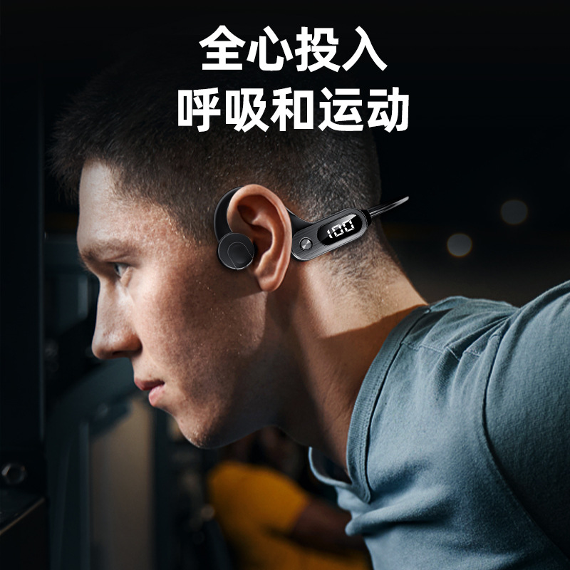 Tai nghe Bluetooth mới 5.3 âm thanh nổi dẫn xương với màn hình kỹ thuật số trong tai tai nghe thể thao không dây thẻ chống thấm nước