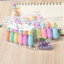 亚马逊新款学子茄子六色荧光笔糖果色涂鸦笔标记笔重点DIY记号笔