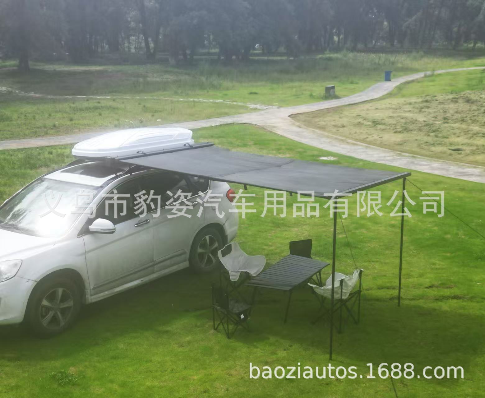 500D Oxford Black Tarp Outdoor Car Roof Side Canopy Aluminum Alloy Car Side Tent Sun Protection Car Camping Sunshade
