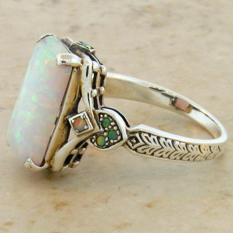 Hongdi Cross-Border Factory Squisito Opale Bianco Quadrato Argento Antico Gioielli da Sposa Europei e Americani Donna_voghion.com