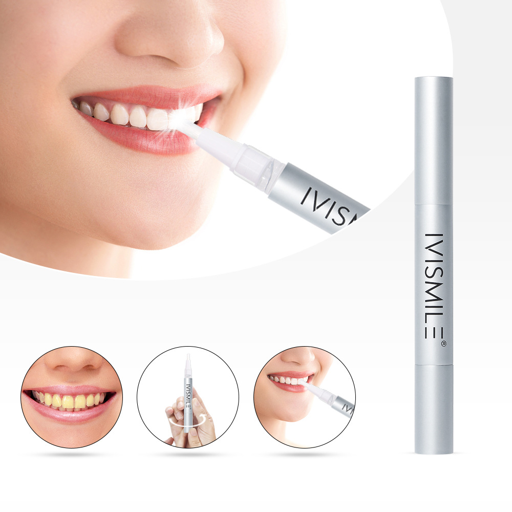Teeth whitening gel pen with cleaning and polishing