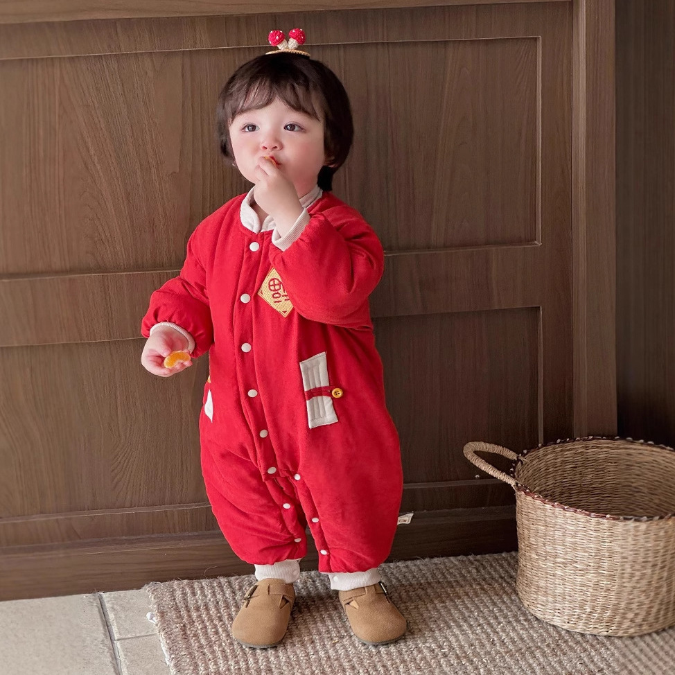 Ropa de algodón para bebés, ropa de invierno para bebés, ropa de invierno para bebés, ropa de Año Nuevo para niños recién nacidos, chaqueta acolchada de Año Nuevo, ropa acolchada de invierno para niños