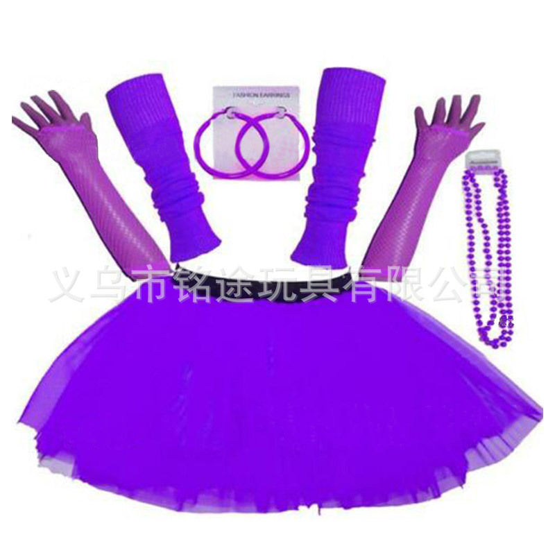 Década de 1980 80 s rodilla Padrón guantes pendientes collar de 1920 Flapper niña vestido