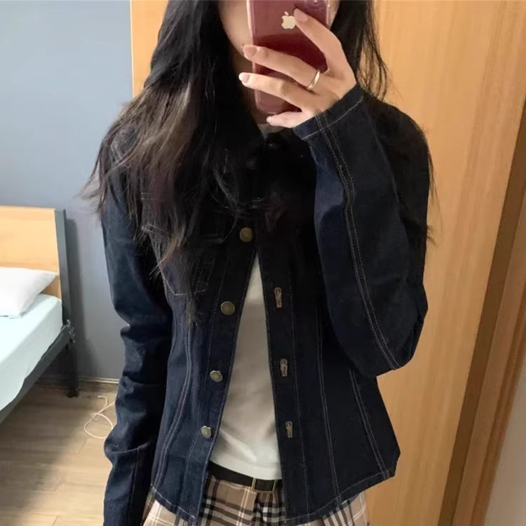 Spring and Autumn 2026 New Design American Casual Versatile Jacket Top Retro Washed Short Denim Jacket for Women