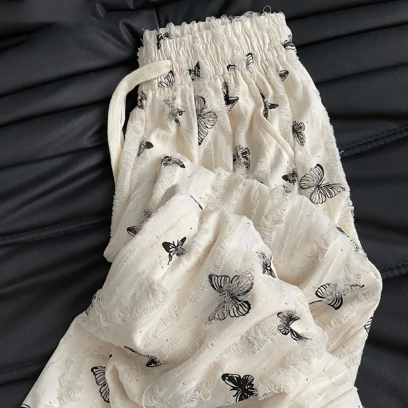 Plus Size High-Waisted Printed Casual Pants for Women, Summer New Design with a Draping Effect, Straight-Leg Casual Wide-Leg Pants Plus Size High-Waisted Printed Casual Pants for Women, Summer New Design with a Draping Effect, Straight-Leg Casual Wide-Leg Pants