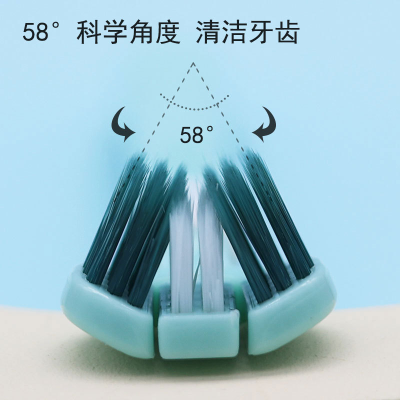 Cepillo de dientes de tres caras para adultos de pelo suave para adultos para parejas de hombres y mujeres tridimensionales sin esquina muerta tipo de envoltura de raspador de lengua de tres extremos