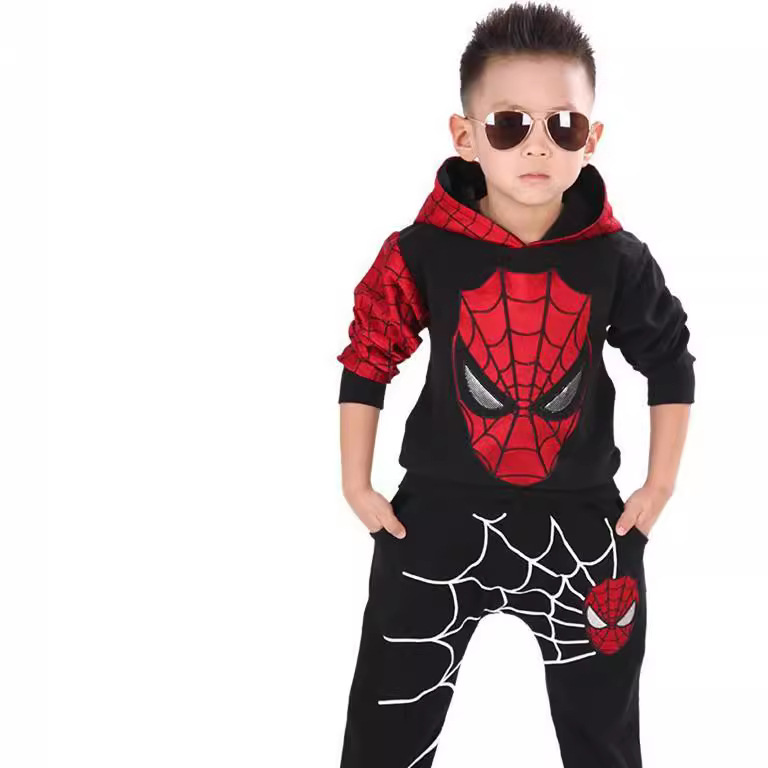 Comercio exterior europeo y americano explosión de los niños traje 2023 primavera y otoño versión coreana del muchacho Spiderman suéter HOODIE niños traje