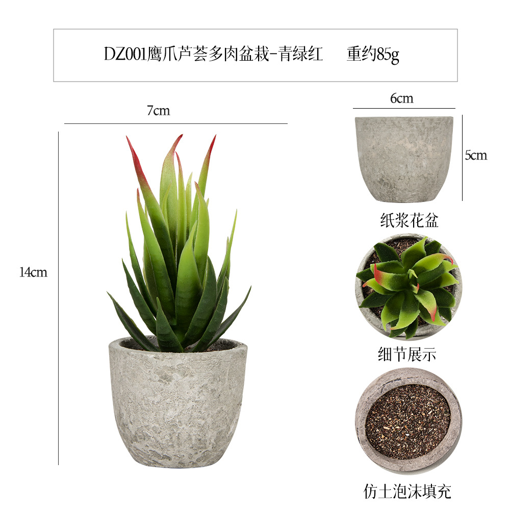 Más de 100 estilos de macetas de pulpa de papel vintage con plantas suculentas simuladas, pequeños adornos populares de estilo jardín para decoración del hogar transfronteriza. image 9