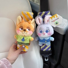 本物のズートピア ジュディ ニック カーシートベルト ショルダーカバー 車の保険ハンドルカバー 車の室内装飾