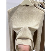 2025秋冬新款半高领软糯针织衫女修身套头毛衣薄款内搭中领打底衫