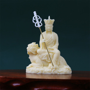 Ivory Dizang King decoration home Buddhist Hall decoration Buddha statue Dizang Bodhisattva sitting and listening crafts Zen