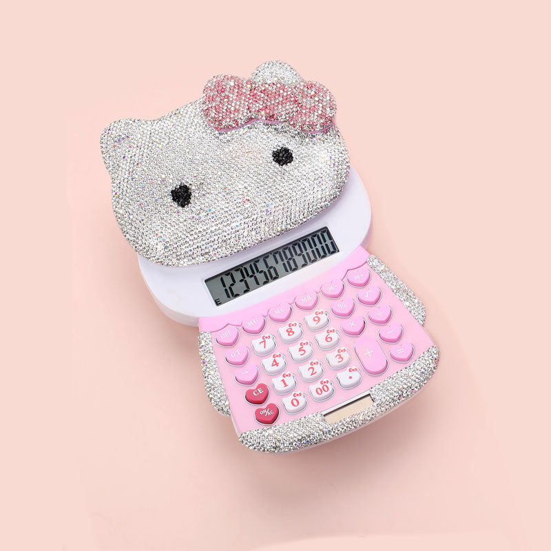 Pequeña Calculadora de gato KT portátil de alta apariencia chica Linda cubierta de empuje gato Oficina Financiera computadora de 12 bits