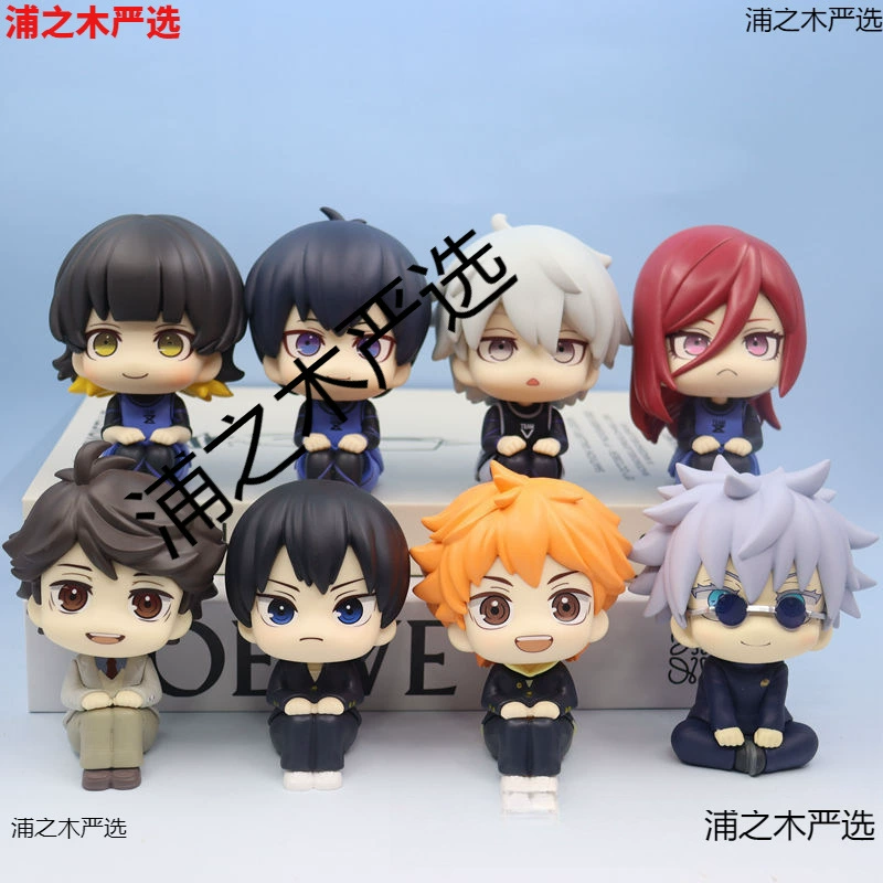 Sitting anime chibi figure, collectible character figures, multiple characters and versions