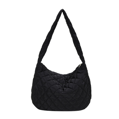 Down jacket bag women's bag  new simple solid color tote bag spring rhombus large capacity casual shoulder bag