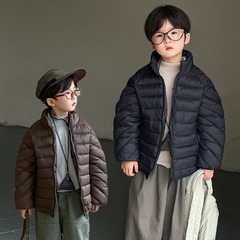 女童轻薄款羽绒棉服中小童宝宝男中大童小女孩短款外套校服神器