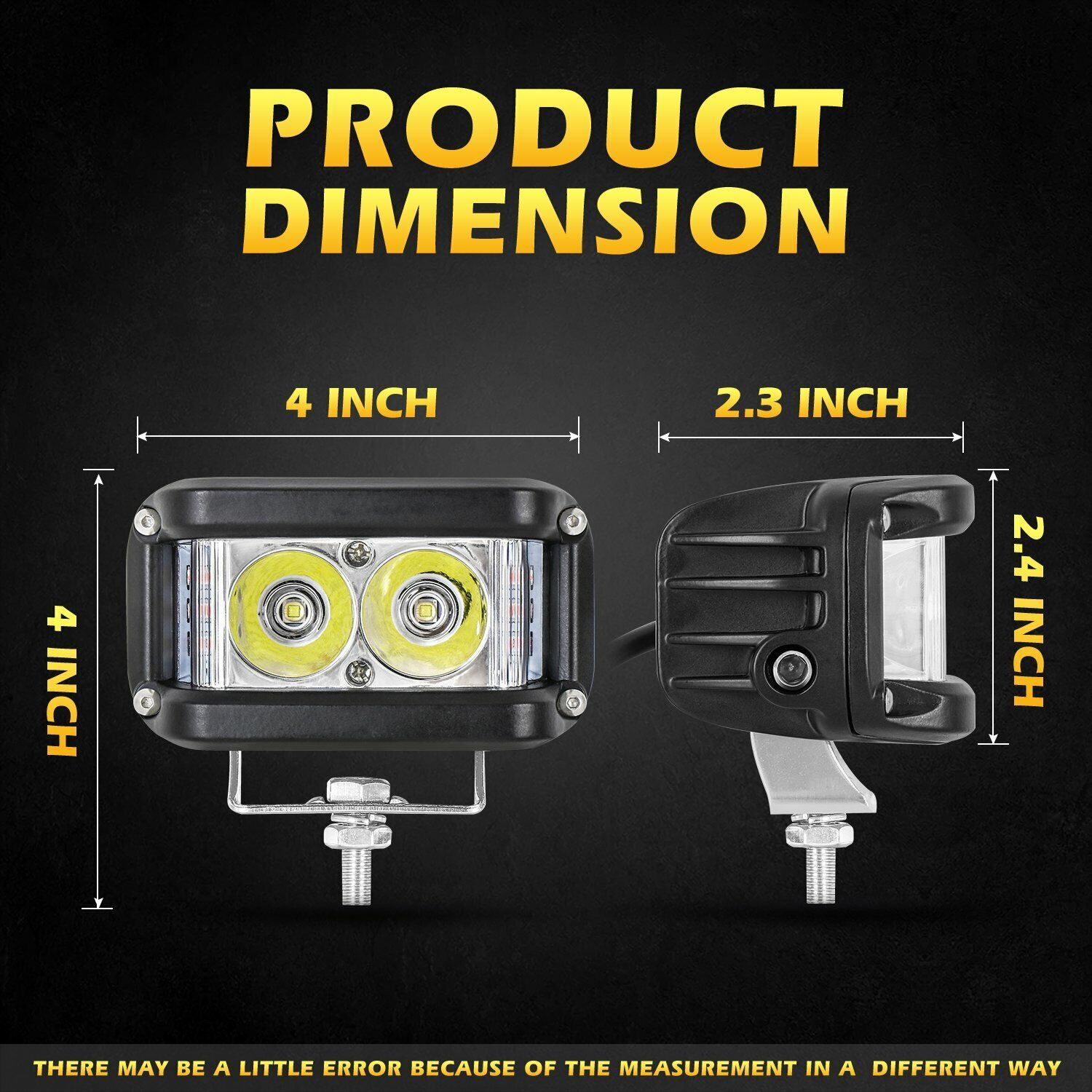 Transfronterizo de 4 pulgadas tres lados iluminados motocicleta led faro 30W super brillante foco impermeable luz de advertencia blanca amarilla image 3