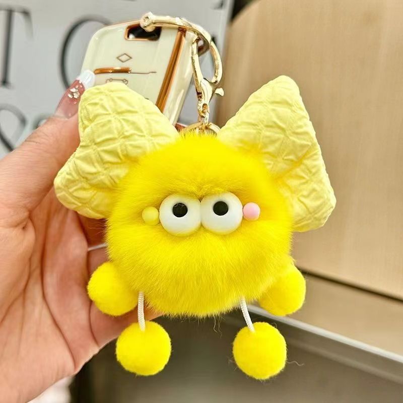 cute bow briquette elf doll schoolbag bag charm plush doll car key ring pendant female gift