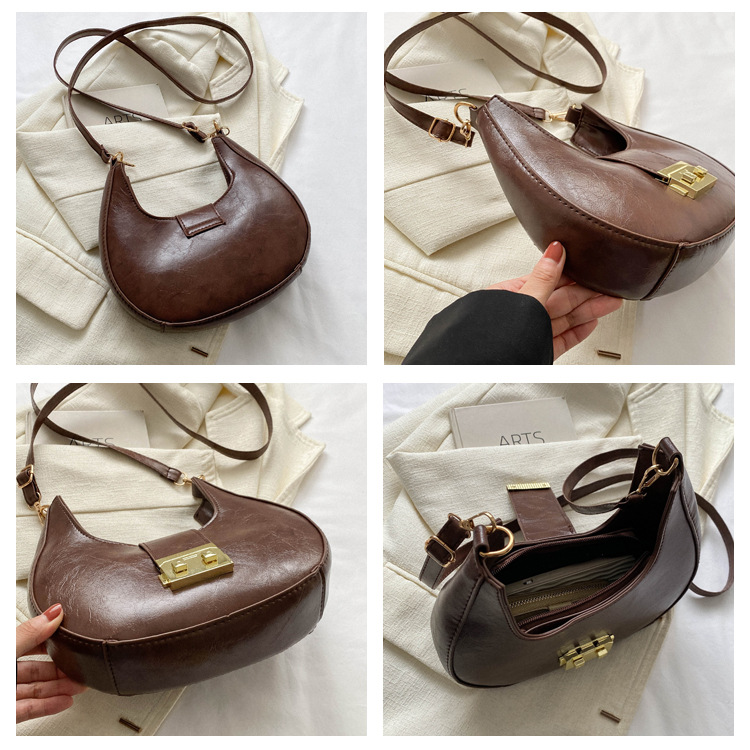 Nuova borsa a tracolla minimalista per donna, versione coreana, borsa sotto le ascelle dolce e straniera, tendenza invernale popolare, borsa da donna a forma di mezzaluna_voghion.com