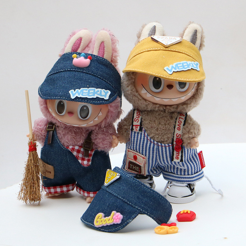 17cmラブドール服、帽子、サンハット、オーバーオール、自虐クマ人形服エプロン、10cm人形エプロン着替え|undefined