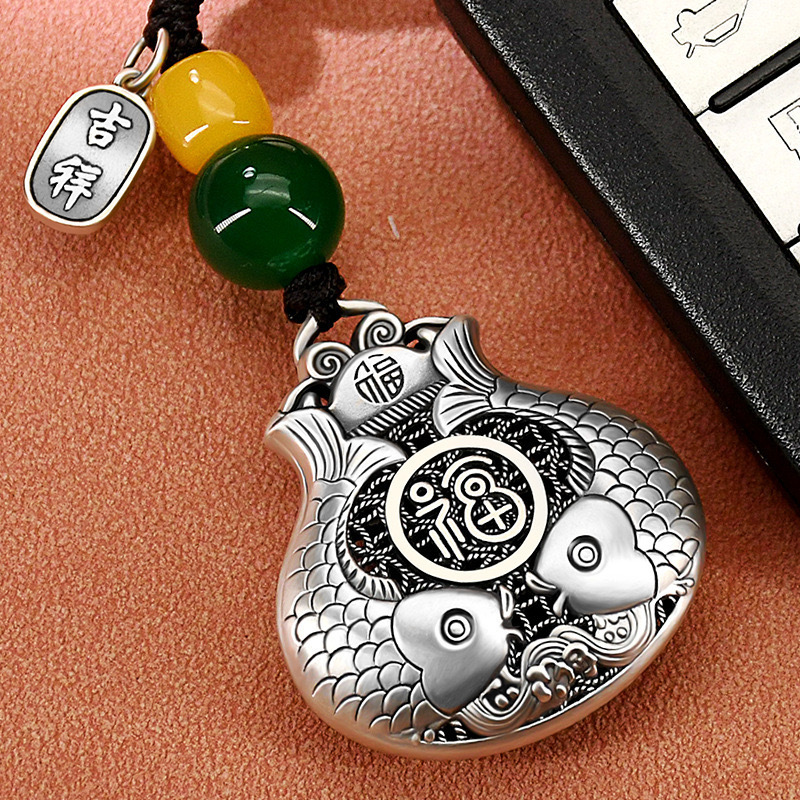 Koi Fish Lucky Bag Retro Hollow-Out Keychain, a Portable Miniature Art Piece with Oriental Aesthetics, a Mobile Amulet Koi Fish Lucky Bag Retro Hollow-Out Keychain, a Portable Miniature Art Piece with Oriental Aesthetics, a Mobile Amulet