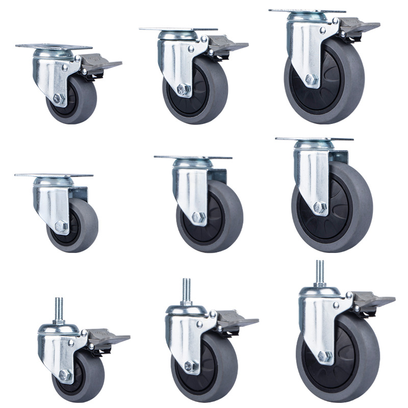 Rueda Universal Conductora de 3 Pulgadas de TPR Silenciosa para Instrumentos Médicos y Equipos Electrónicos