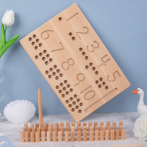 Montessori early education teaching logarithm board practice children's educational reading building blocks description pen control training board blind writing board toys