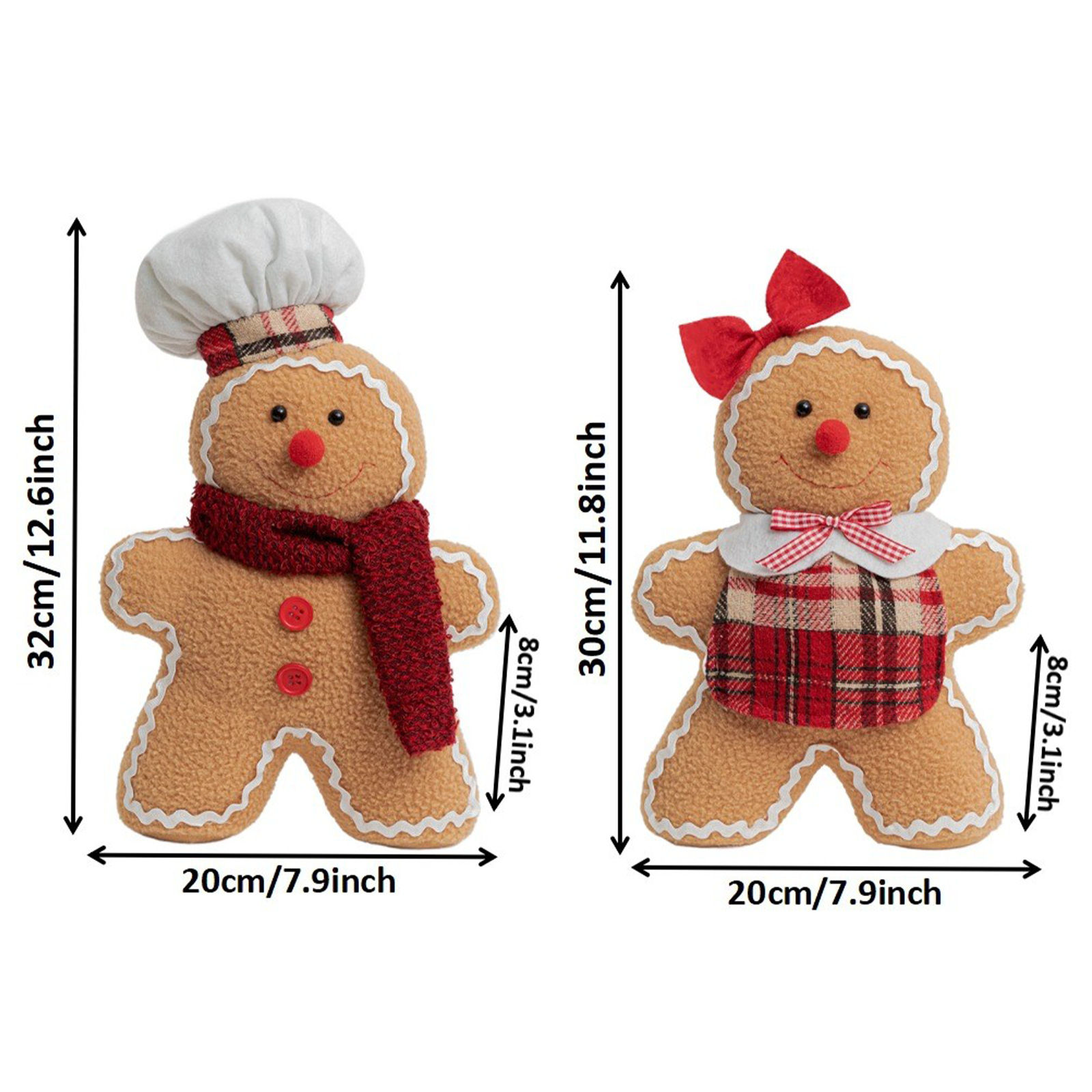 Muñeco de jengibre navideño decorativo, con bufanda, ideal para fiestas y adornos de Navidad