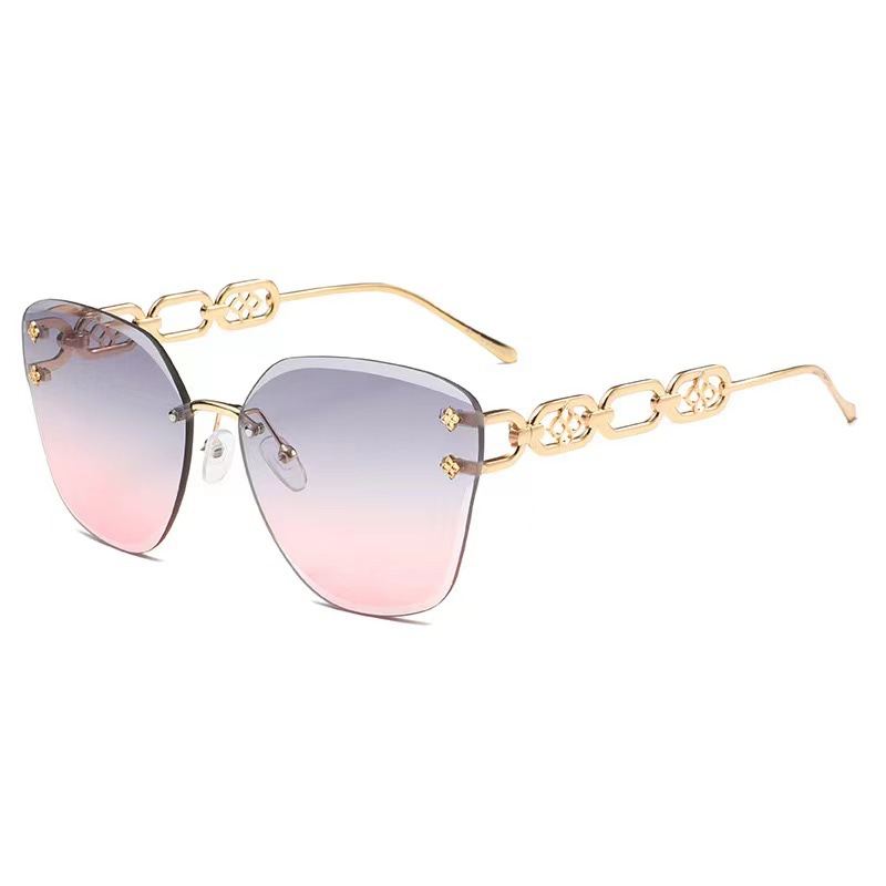 24 nuevas gafas de sol de metal sin marco cuadradas, sombreado, protector solar, gafas de sol impresas de tiro callejero retro, transfronterizas europeas y americanas