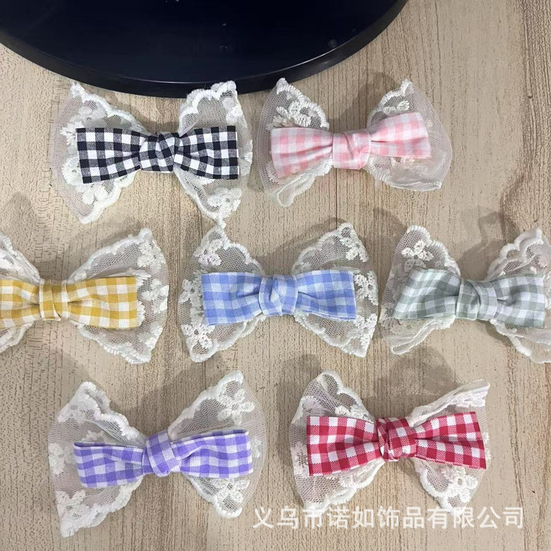DIY Lace Plaid Fabric Accessories Lace Bow Accessories Mobile Phone Case Shoe Flower Socks Clothing Accessories Wholesale