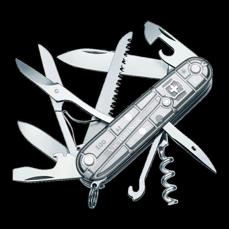 维氏瑞士军刀 91MM 透明银猎人 1.3713.T7 多功能折叠瑞士军士刀
