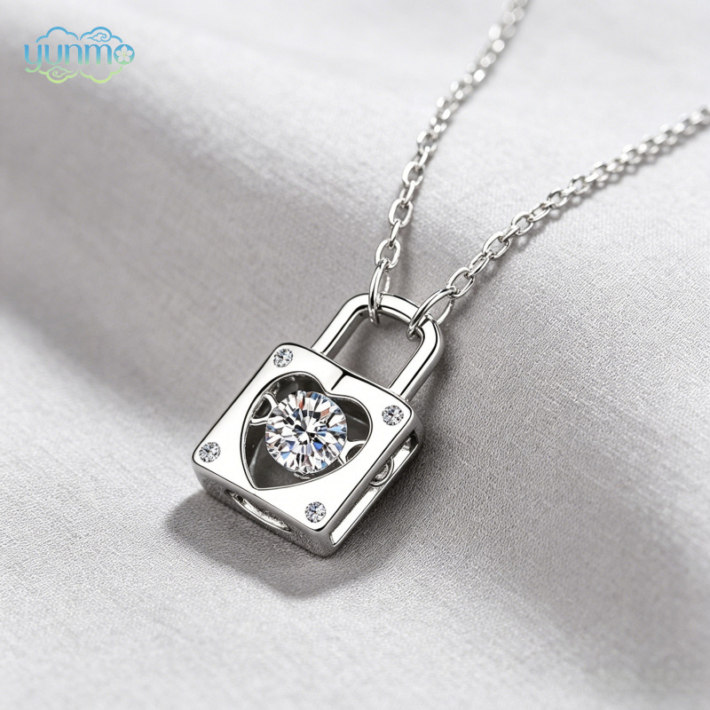 Yunmo S925 Sterling Silver Necklace with Moissanite Lock Pendant, Dynamic Lock Necklace, Love Forever Cross Chain Necklace, Direct Supply from the Manufacturer Yunmo S925 Sterling Silver Necklace with Moissanite Lock Pendant, Dynamic Lock Necklace, Love Forever Cross Chain Necklace, Direct Supply from the Manufacturer