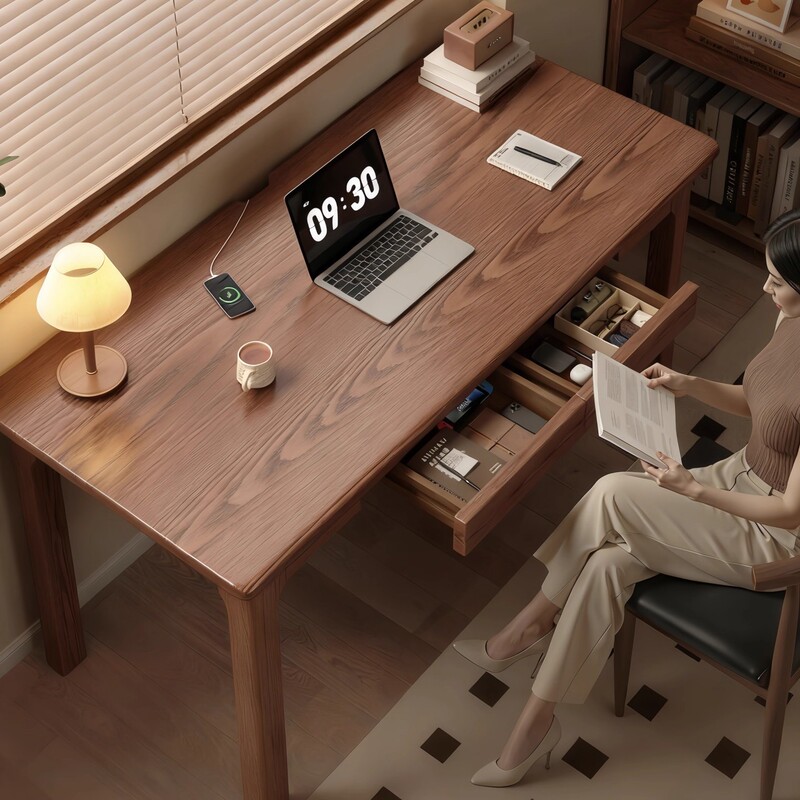 Carefully Selected Solid Wood Desks, Simple Home Office Computer Desks, Bedroom Small-Sized Writing Desks, Integrated Student Study Desks
